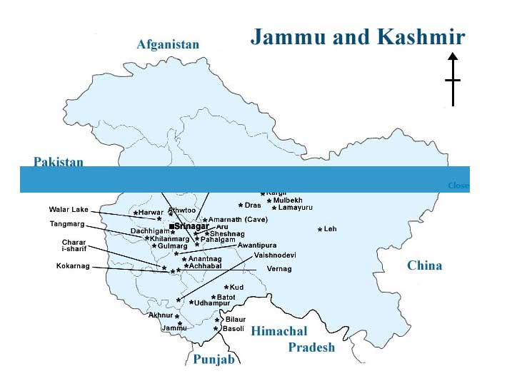 kashmir tourist map distance